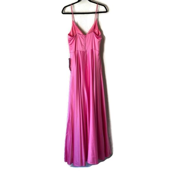 B. Darlin New Pink Satin Slip Dress Formal Gown Size 13 - Picture 3 of 8